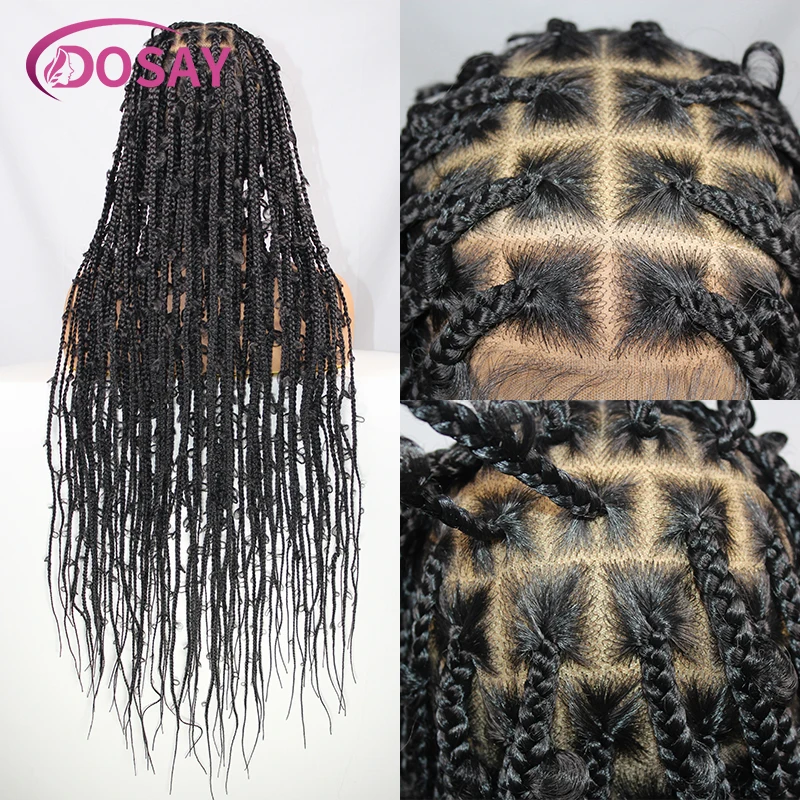 Trenzas de mariposa sintéticas, peluca trenzada de caja, mariposa trenzada de jungla, frente de encaje, pelucas trenzadas negras, encaje completo, para mujeres negras