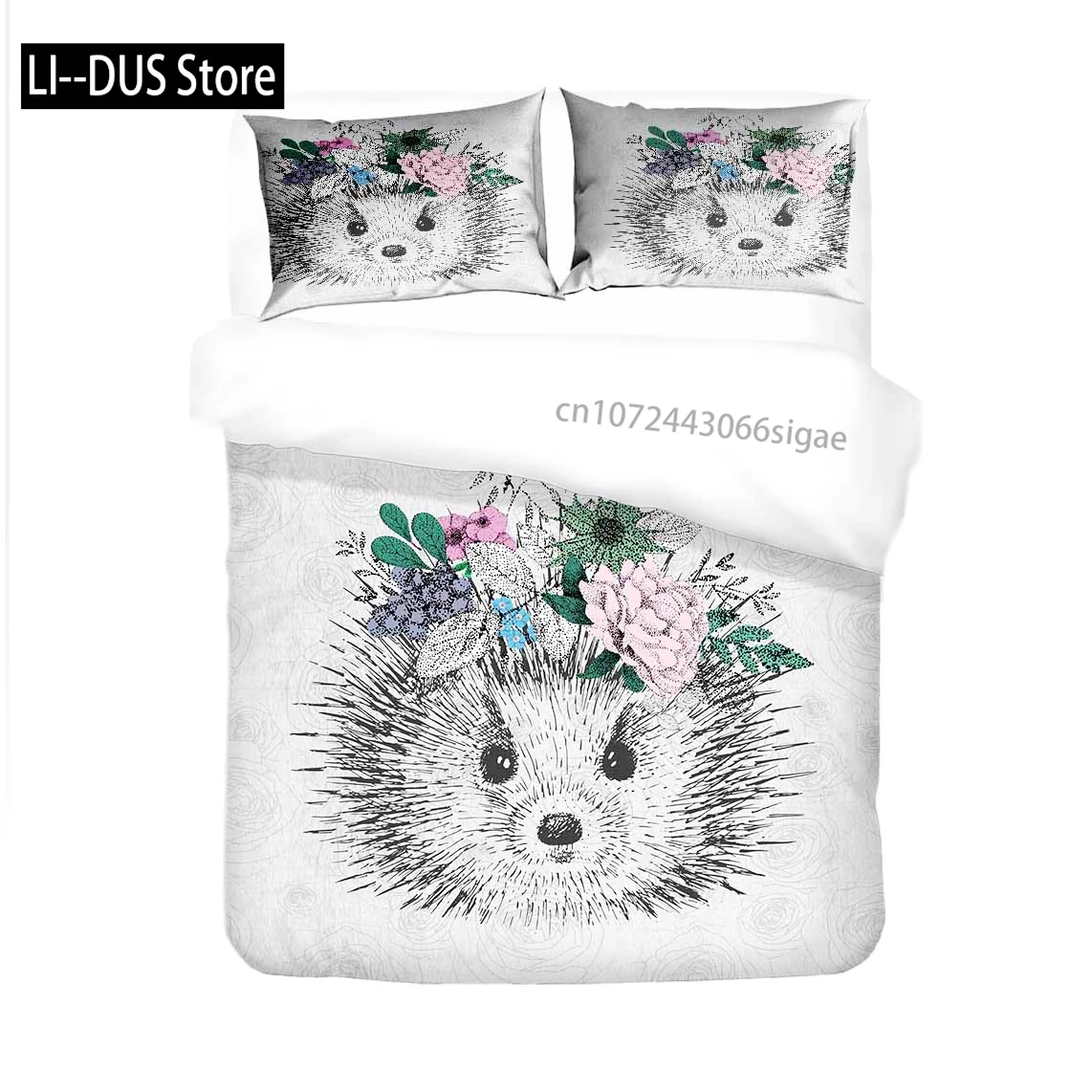 

Cute Hedgehog Duvet Cover Full Size Comforter Cover Bedding Set Animal Print For Kids Boys Girls Adults With 2 Pillow Case 3pcs