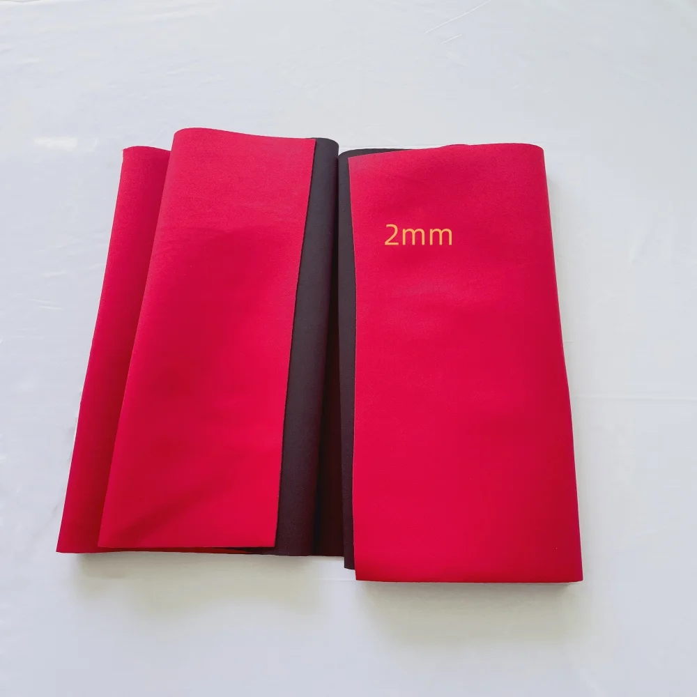 SBR Neoprene Sewing Stretch Fabric, Waterproof and Windproof, Wet Suit Bag, Various Materials, 2mm Thick, Red