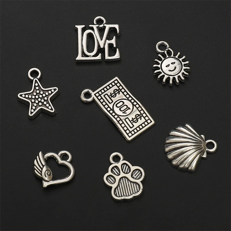 

20pcs Moon Angel Charms Antique Silver Color Spacer Beads for DIY Jewelry Findings Star Moon Shape Wholesale