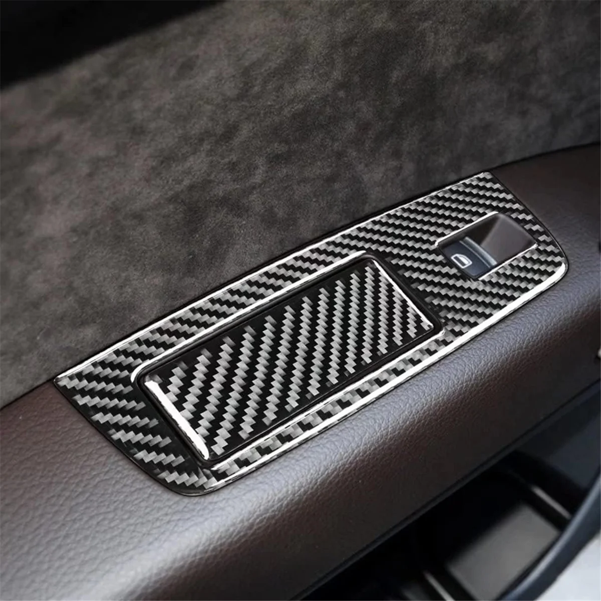 For Audi Q7 2007-2015 LHD Real Soft Carbon Fiber Car Window Switch Control Panel Cover Trim Interior