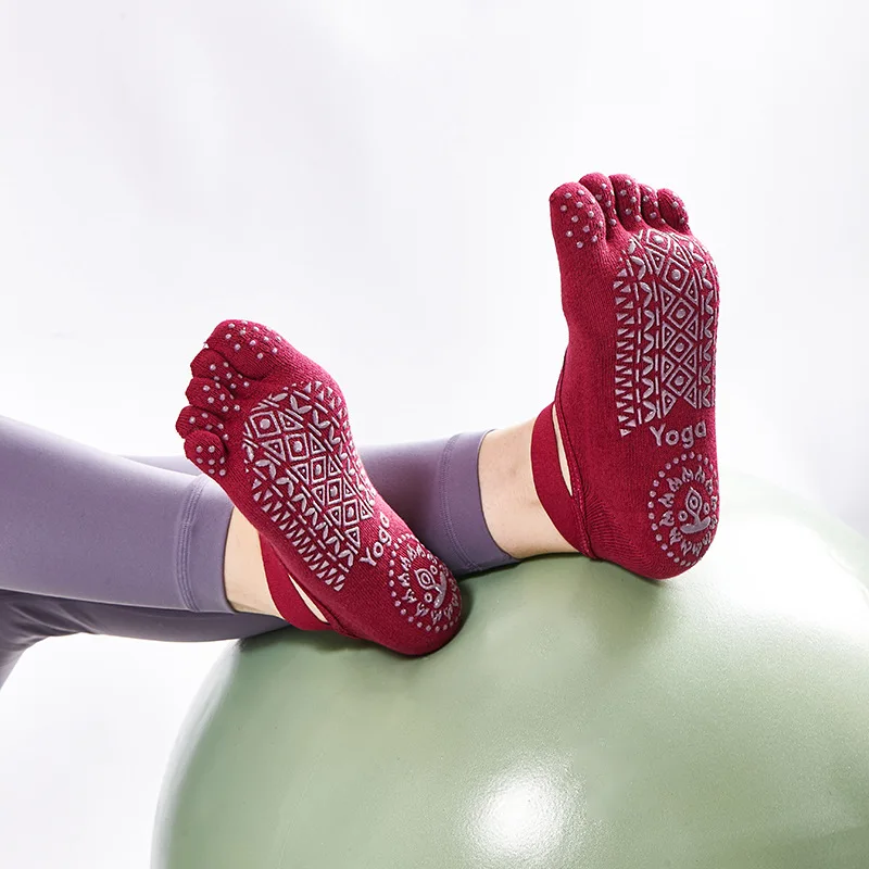 Atmungsaktive Yoga-Socken für Damen, Ballett, Tanz, professionell, rutschfest, Silikon-Verband, Baumwollsocken, Pilates, Fitnessraum, geteilte Zehenpartie
