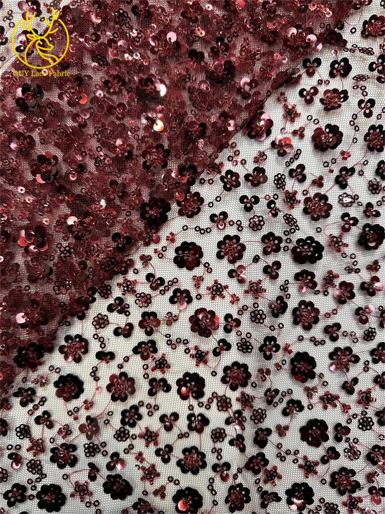 5 Yards afrikanische nigerianische 2026 Perlen-Stickerei-Spitze, hochwertige luxuriöse französische Pailletten-Netzspitze für Hochzeits- und Partykleider für Damen – Detail 15