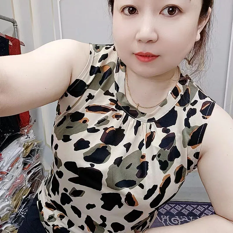 

Fashion O-Neck All-match Printed Tanks T-Shirts Women's Clothing Summer New Loose Sleeveless Casual Tops Commuter Tee Shirt