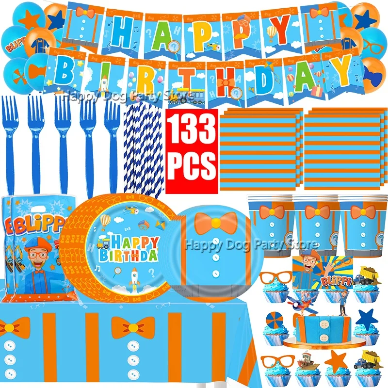 Happy Birthday Flag Banner Paper Tableware Latex Balloons Party Supplies Cake Topper Cartoon Movie Theme Tablecloth Decoration