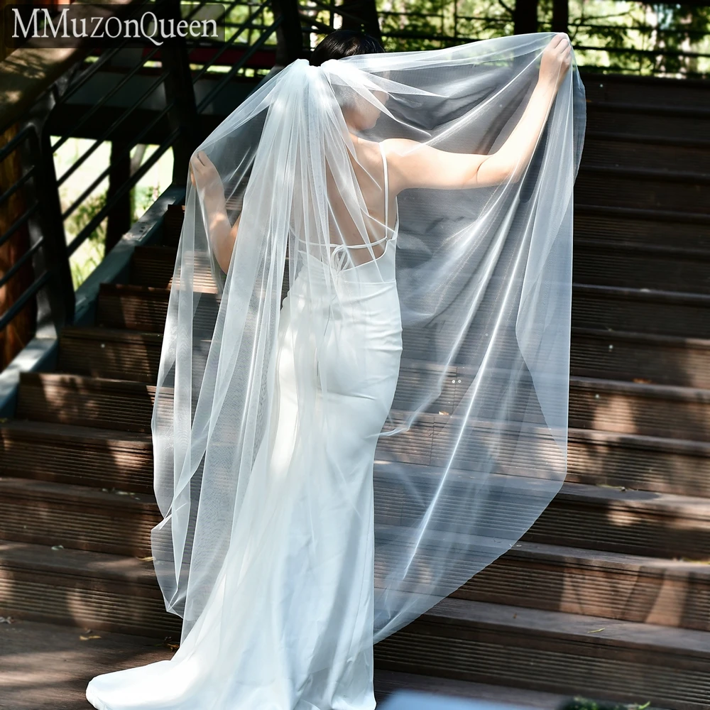 Mmq m92 weißer Hochzeits schleier 1 Tier weiche klassische Braut vei Tüll Braut schleier Frau Hochzeit Zubehör Länge kann angepasst werden