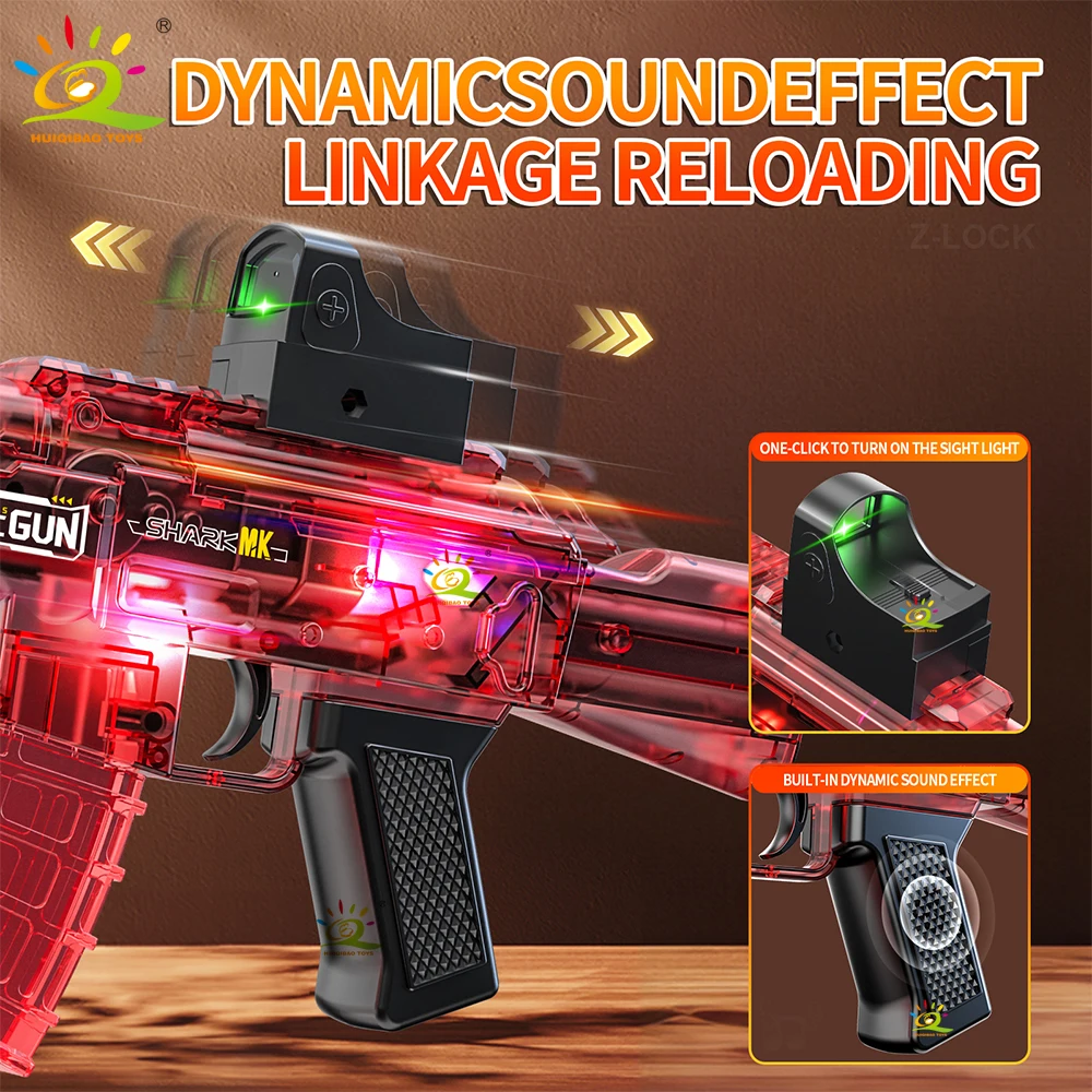 HUIQIBAO Giocattolo per fucile AK con luce di fumo elettrica con pistola di collegamento leggero Regali di Natale per le vacanze all'aperto per ragazzi adulti