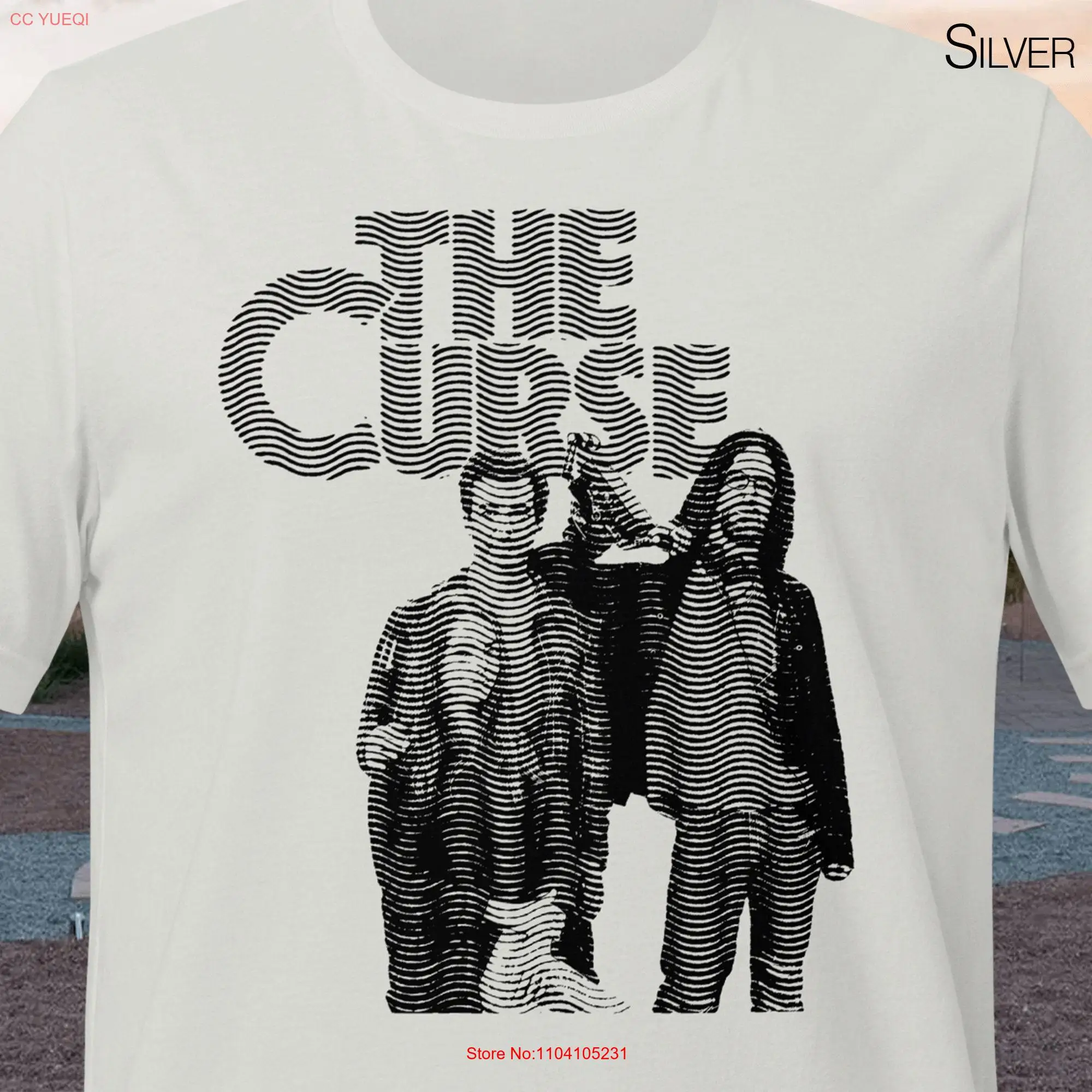 The Curse T Shirt Wavy Print Black Ink long or short sleeves