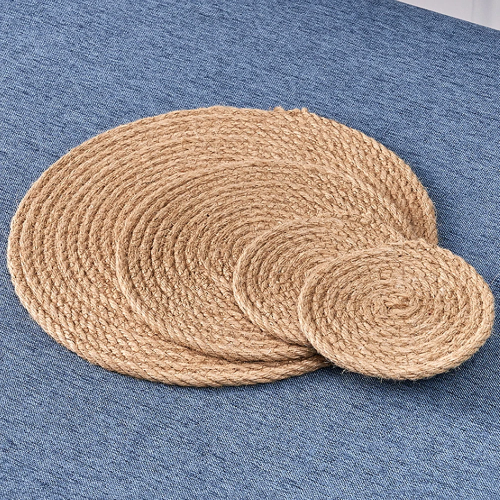 1pc Round Woven Placemats Kitchen Dinning Table Mats Rustic Boho Heat Resistant Non-Slip Farmhouse Placemats Home Hotel Decor