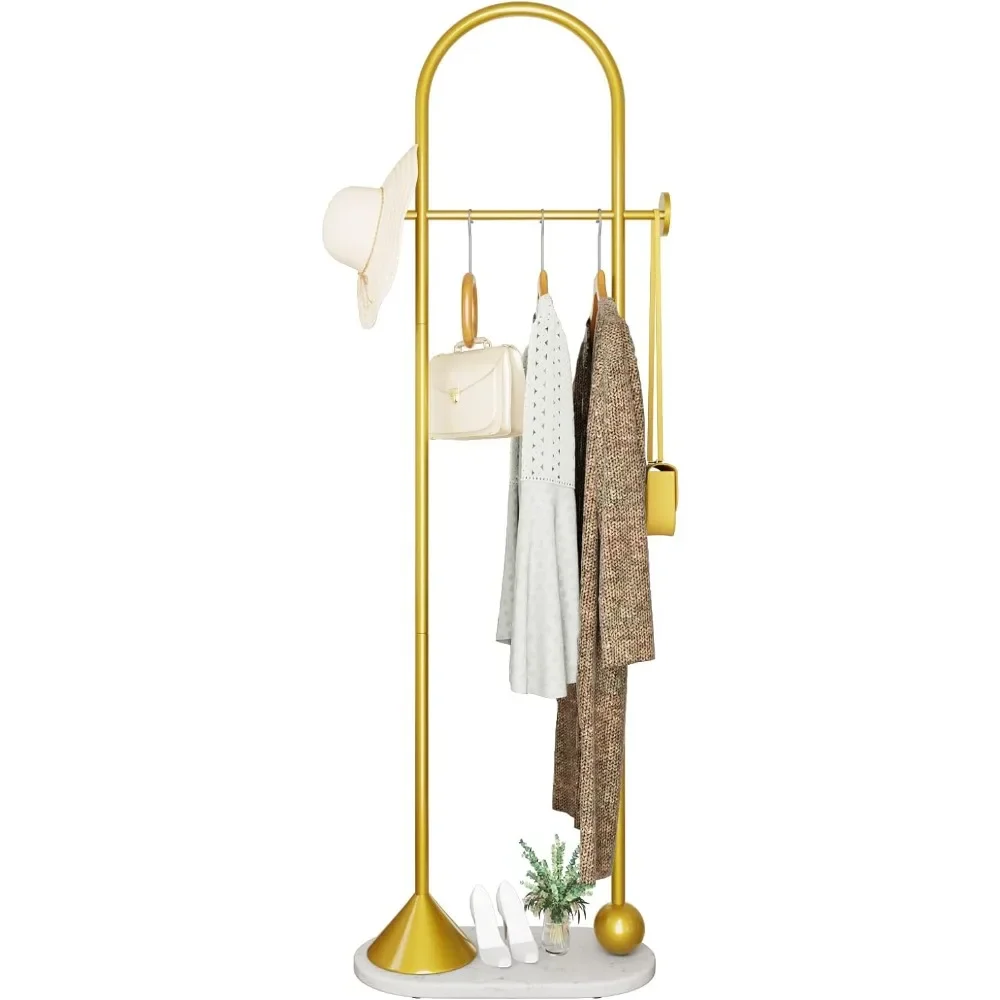 Metal Gold Coat Rack, Freestanding Entryway Stand, Hat Coat Hanger, Small Clothing Rack, Modern