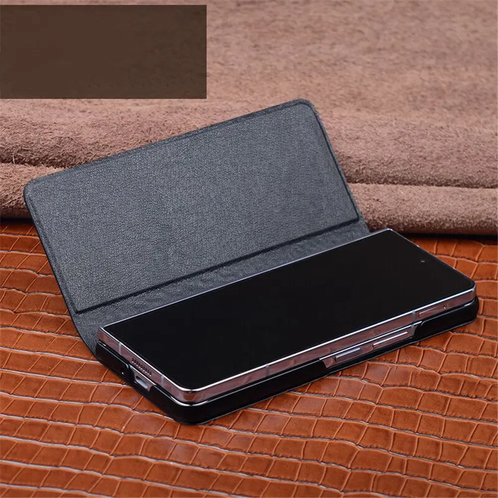 Genuine Leather Crocodile Flip Case for Huawei Mate X3 Magnetic Armor Back Cover