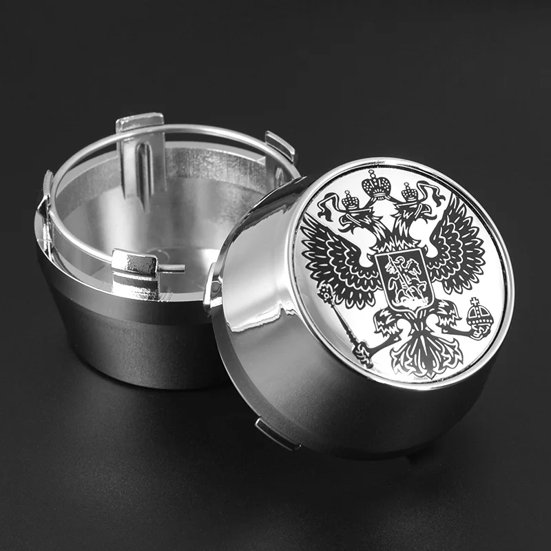 4 PCS High Luxurious 60MM With 45mm Metal Aluminum Russia Eagle Logo Car Wheel Center Hub Cap Cover Rim National Emblem Badge