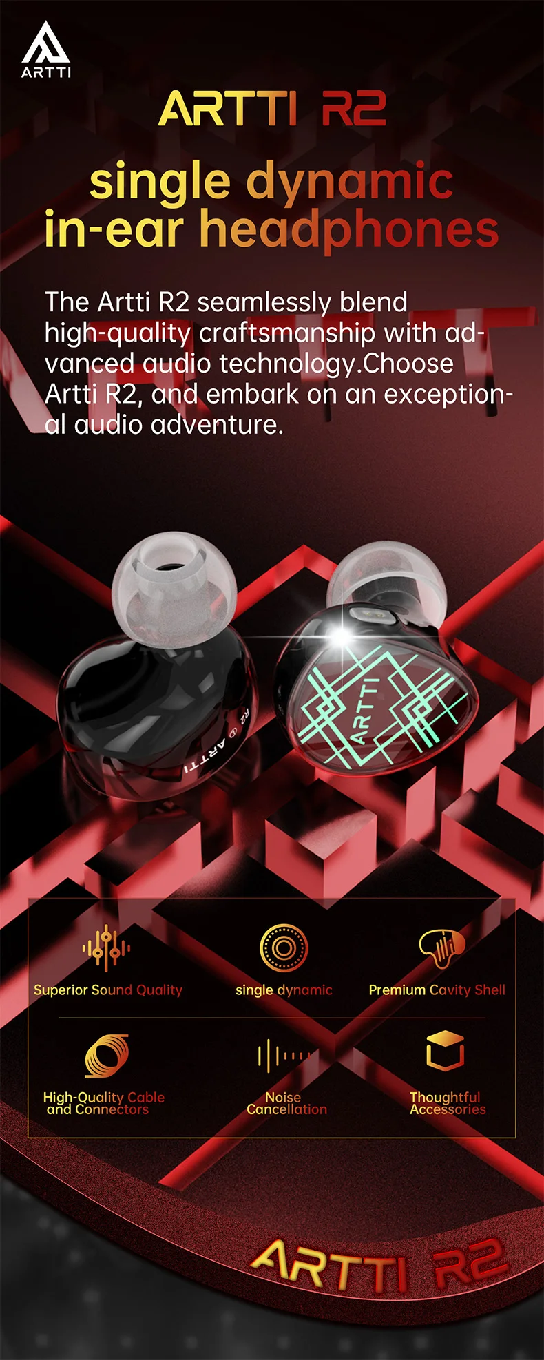 ARTTI T10&R1&R2 In-Ear-HiFi-Kopfhörer, kabelgebundene IEMs, Monitore, 14,2 mm Planar-Treiber, strukturierter Bass, 0,78 mm 2-Pin- und 3,5 mm/4,4 mm-Anschluss – Detail 11