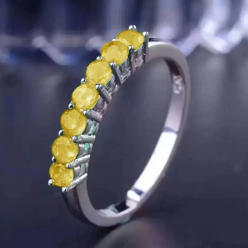 

Solid 925 Silver Citrine Ring Total 0.7ct 3mm VVS Grade Natural Citrine Jewelry with 3 Layers 18K Gold Plating