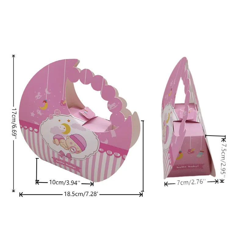24/48Pcs Baby Shower Moon Shape Candy Box Kids Gift Packaging Box Party Wedding Favors for Guests Birthday Party Baptism Decor