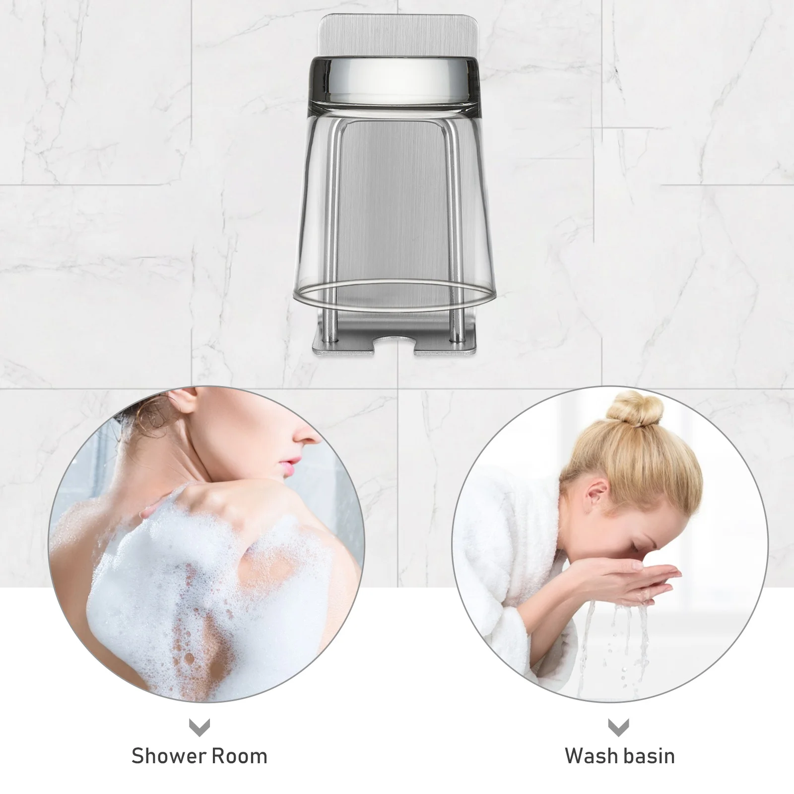 

2Pcs Stainless Steel Toothbrush Holder Wall Mounted Self Adhesive Bathroom Organizer Rust Resistant Smooth Rounded No