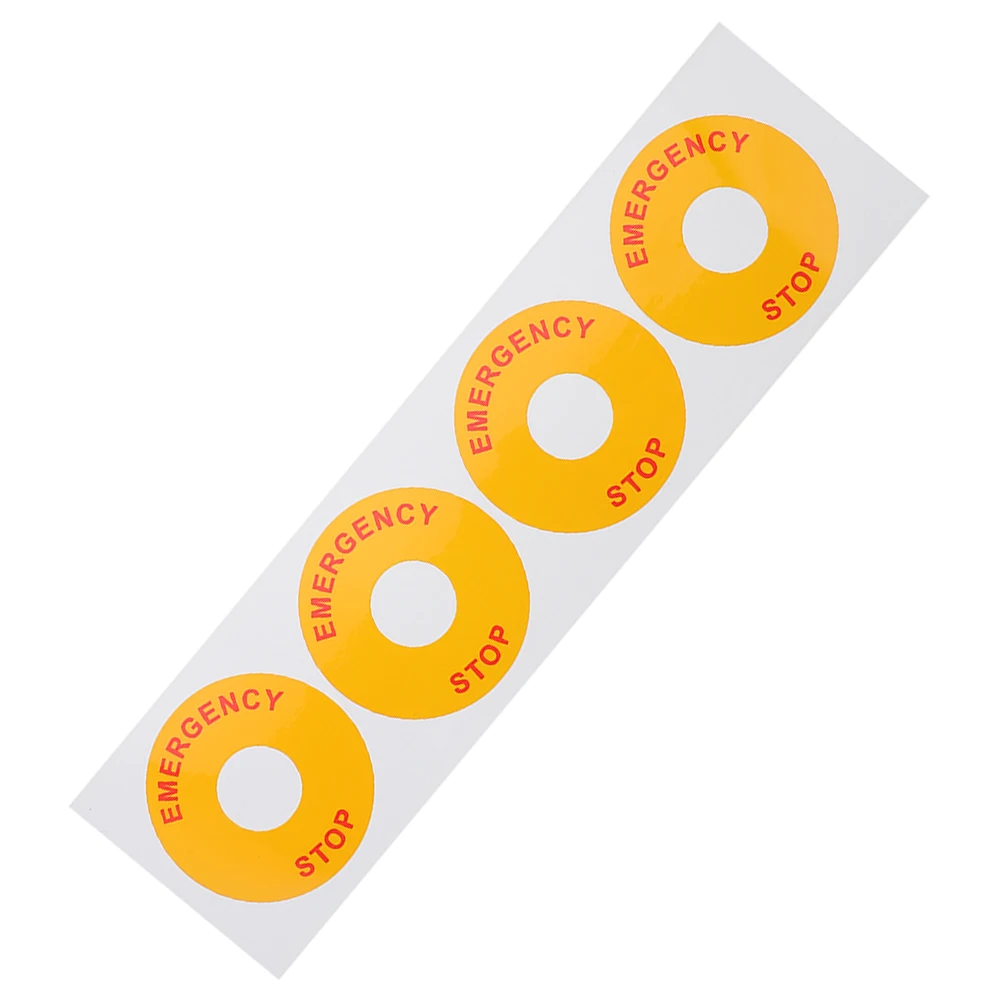4pcs Emergency Stop Sign Stickers Strong Adhesive Warning Label Decals For Machinery Equipment Stop Caution Sticker