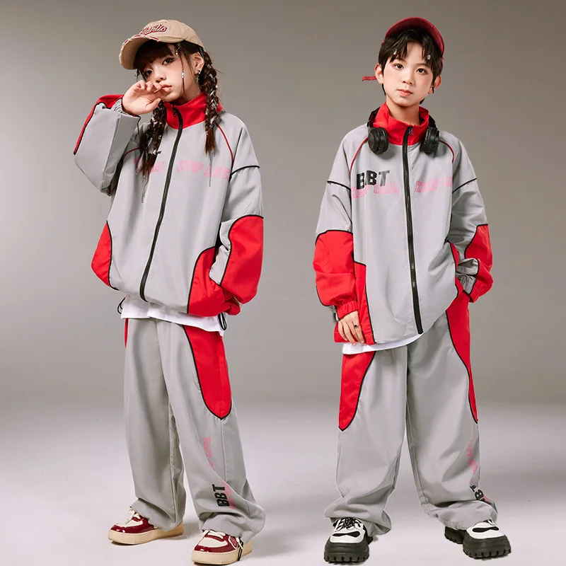 

Детский танцевальный наряд в стиле хип-хоп, комплект одежды для джазовых представлений в уличном стиле для мальчиков и девочек, модная осенняя мода