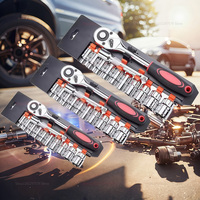 12 Piece Socket Automotive Repair Tool Set 1/4 Quick Ratchet Wrench Hexagonal Automotive Maintenance Socket Wrench Tools