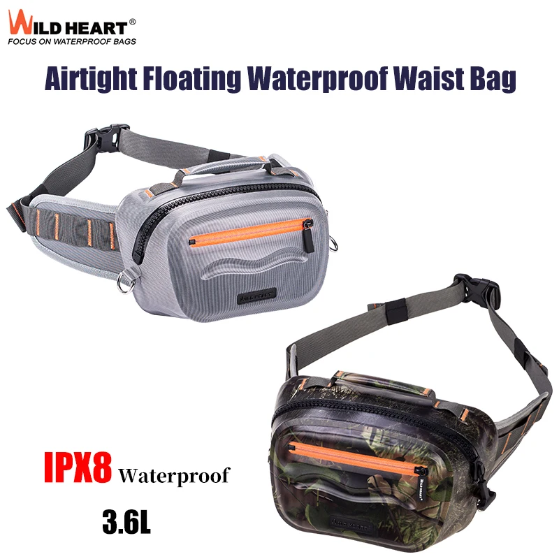 

Водонепроницаемая поясная сумка WILD HEART 3.6L IPX8 для дайвинга, рыбалки, рафтинга, большая вместимость, для приманок