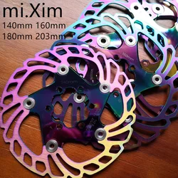 New 140/160/180/203mm Bicycle brake disc Road Floating Bicycle Brake Six Nail Disc for Mountain Bike Brake Rotors rainbow