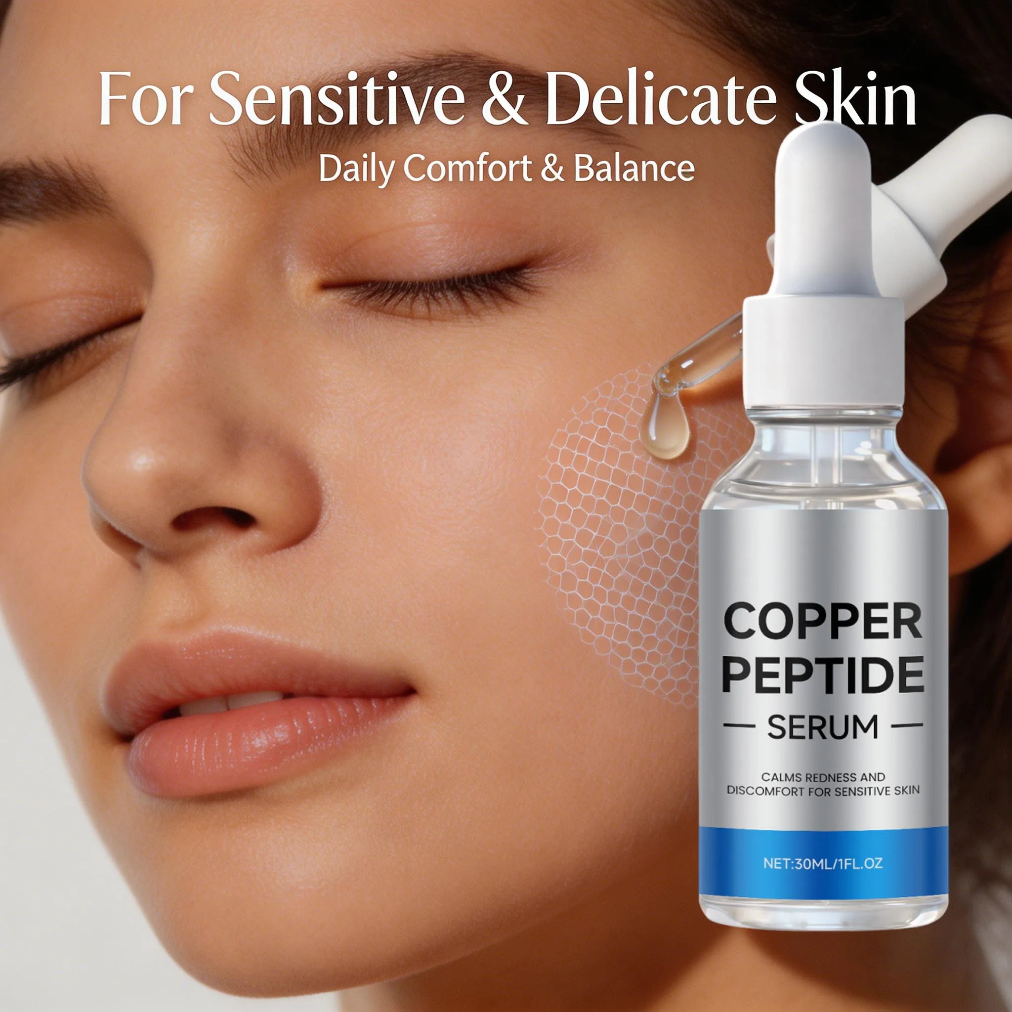 Facial Serum Lightweight Hydrating Essence Sensitive Skin Care Hyaluronic Acid Moisturizing Anti-Aging Skincare Routine