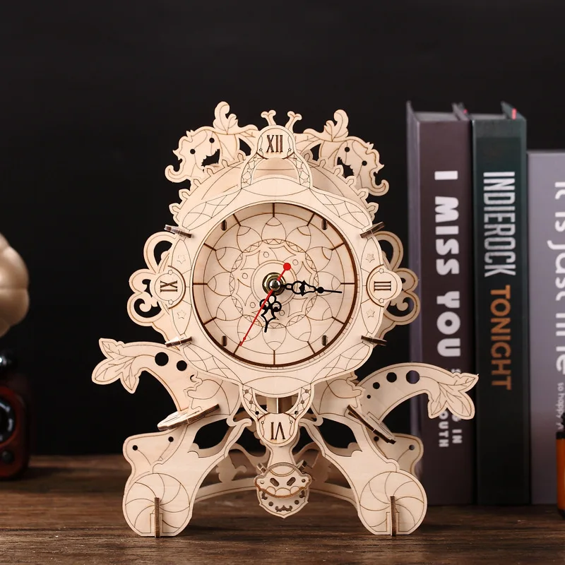 Creative Mechanical Retro Wall Clock 3D Wooden Puzzle Model Building Kit Assembly Toys Handmade Crafts Adults Gift Home Decor