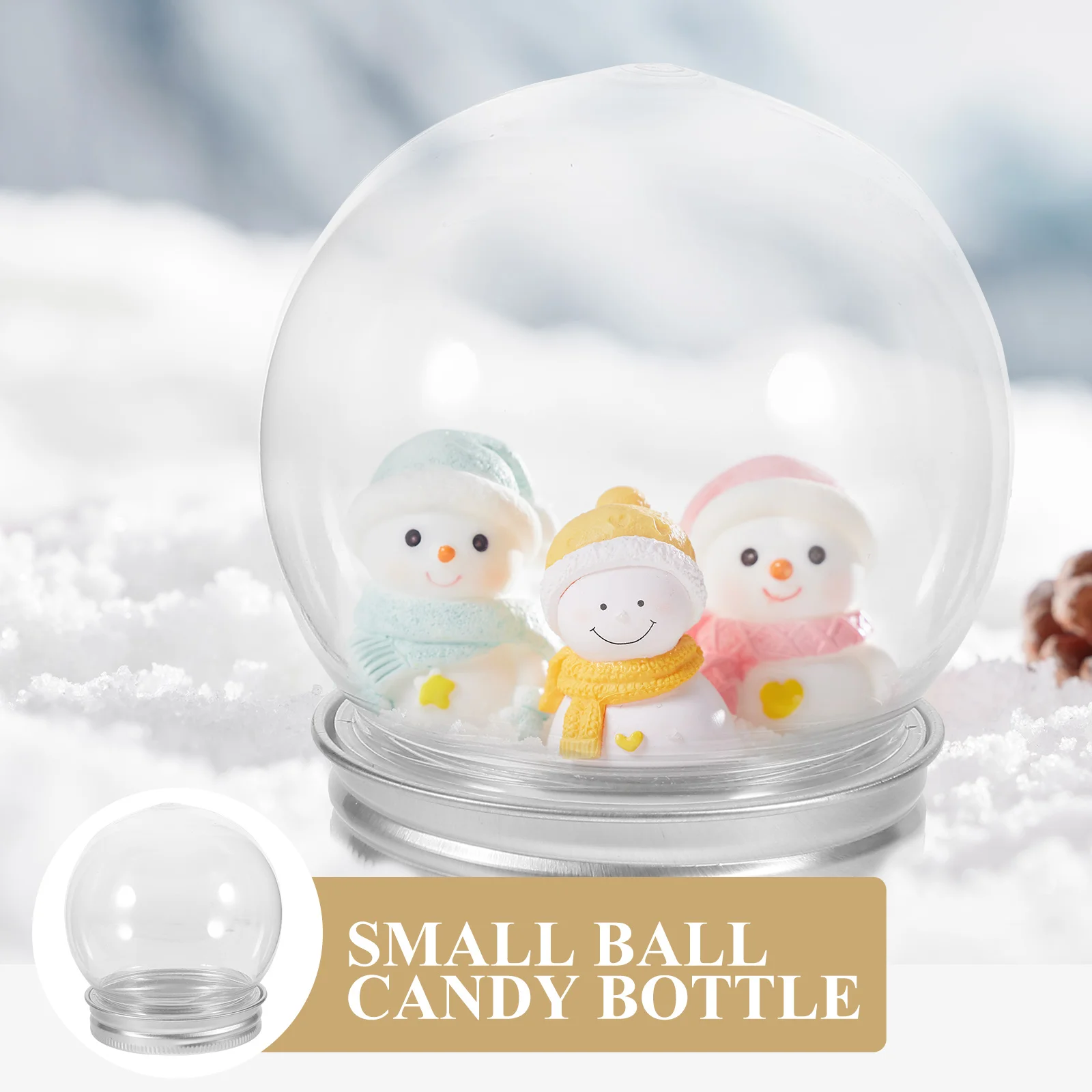 

12Pcs Candy Bottle Jar Christmas Snow Globe diy Empty Water Globe Craft Candy Storage Containers Xmas party DIY Snow ball Making
