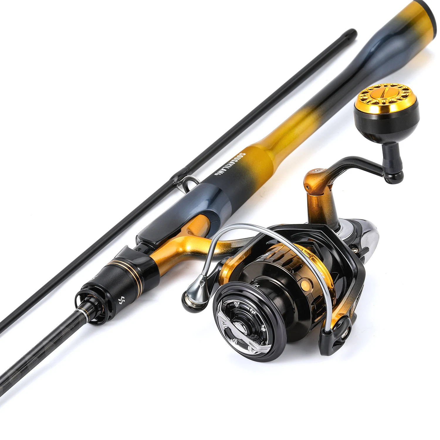 Sougayilang 2 Sections Carbon Spinning Fishing Rod & Reel Combos 1.8/2.1m 1000-5000 Lure Fishing Pole Set for Bass Trout Fishing