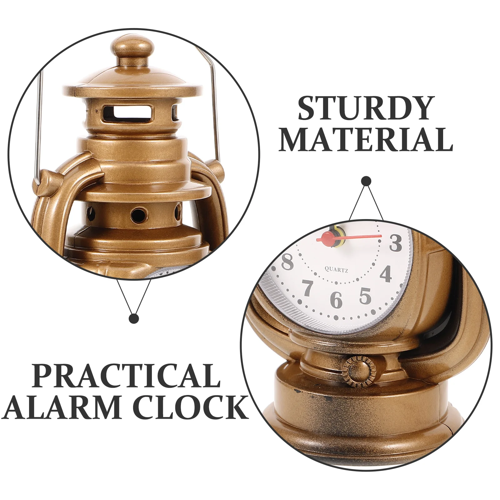 

Retro Lamp Style Bedside Alarm Clock Stylish Home Table Clock Long Lasting Comfortable Touch Desk Decor