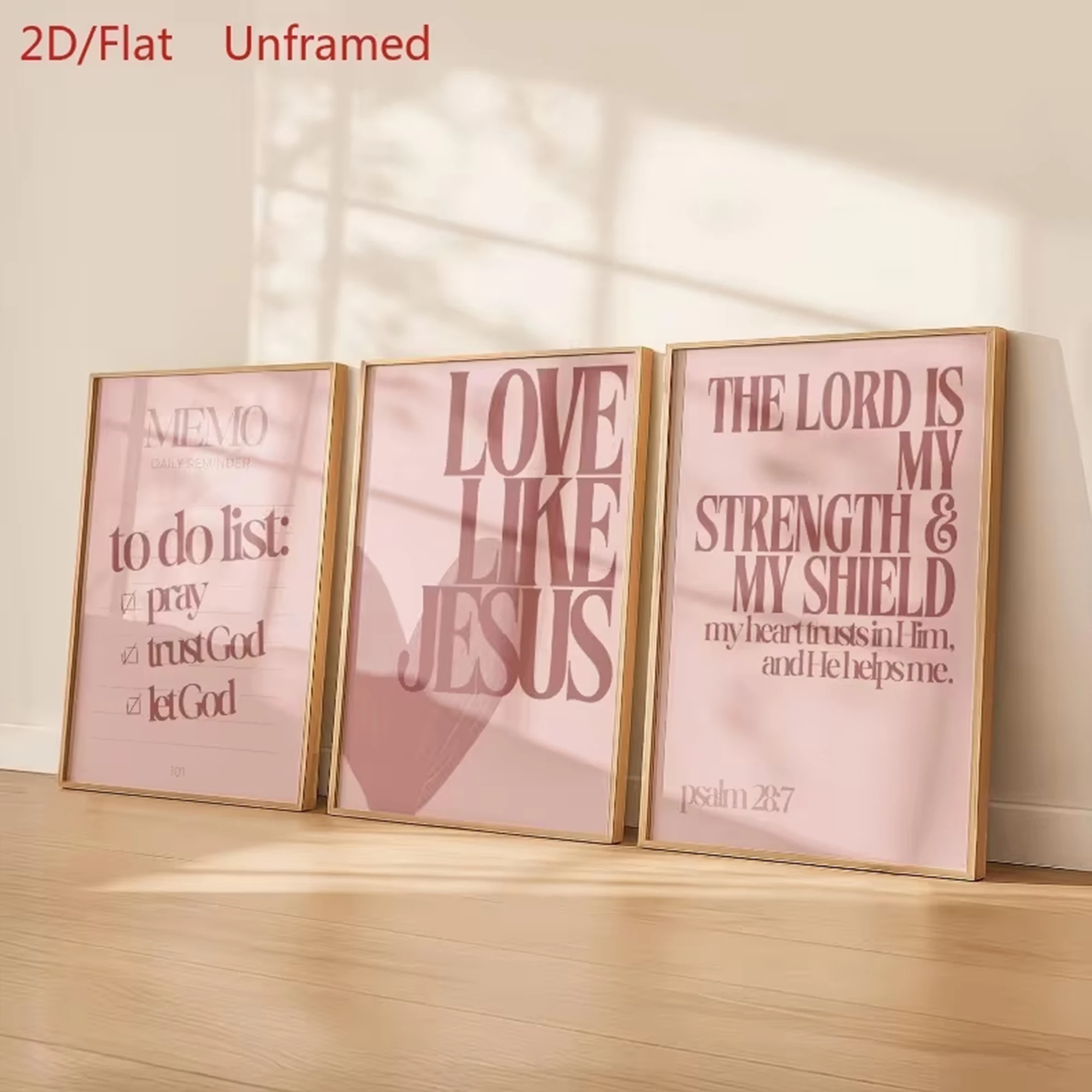 3pcs Modern Pink Christian Quotes Wall Art Print Canvas Painting Poster Picture For Living Room,Bedroom Home Decor