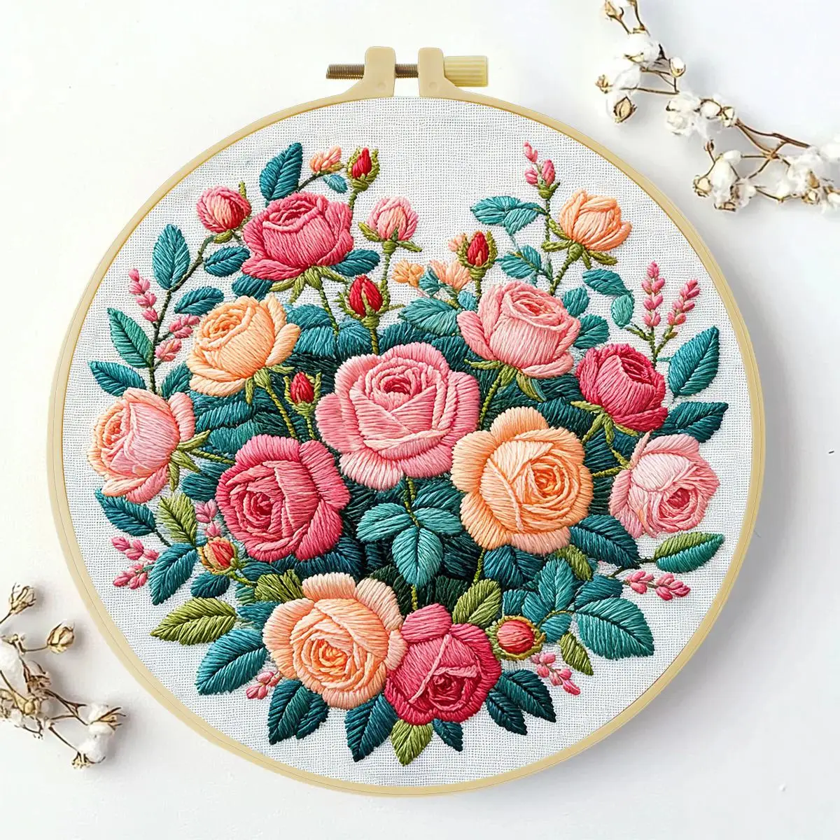 1 Stück 20X20CM/15X15CM 7,87/6,3 Zoll Blumen-Stickerei-Starter-Kit DIY-Kit DIY-Stickerei-Set Handarbeiten Malerei – Detail 1