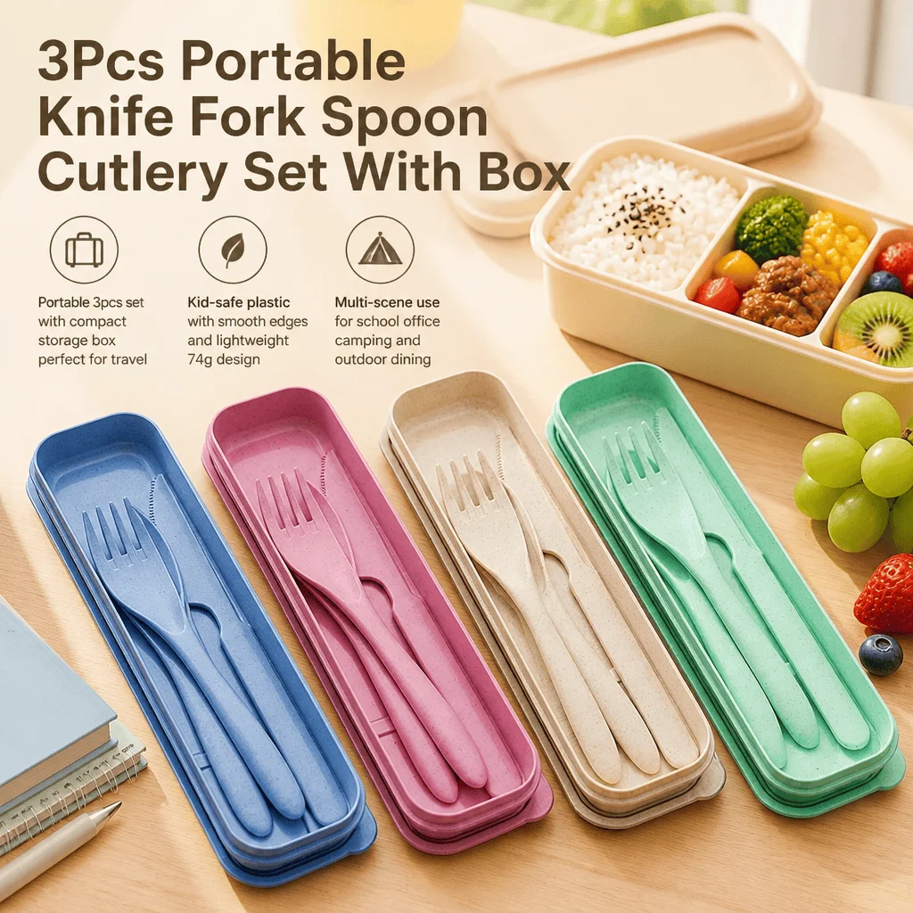 Kids.Outdoor Utensils - Ensemble de couverts portables, ustensiles de