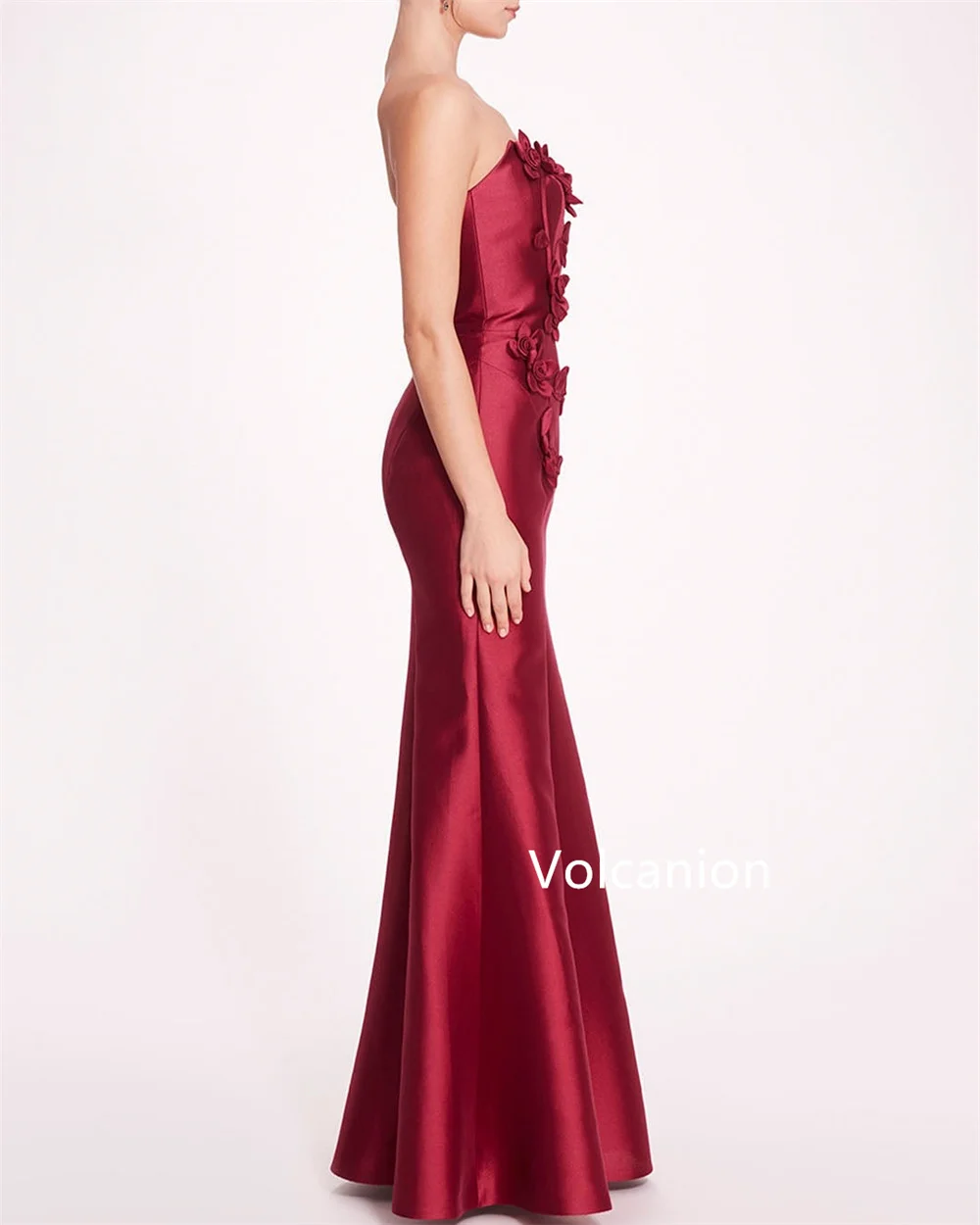 Gaun Panjang Tanpa Tali Terompet Applique Charmeuse Kustom Acara Malam Dipesan Lebih Dahulu Indah Sederhana Kualitas Tinggi