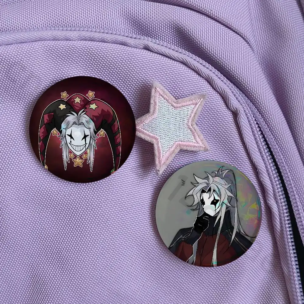 F-Freak P-Pierrots Circus Creative Round 58mm Icon Badge Handmade Tinplate Brooch for Backpack Clothes Chest Ornament Gifts