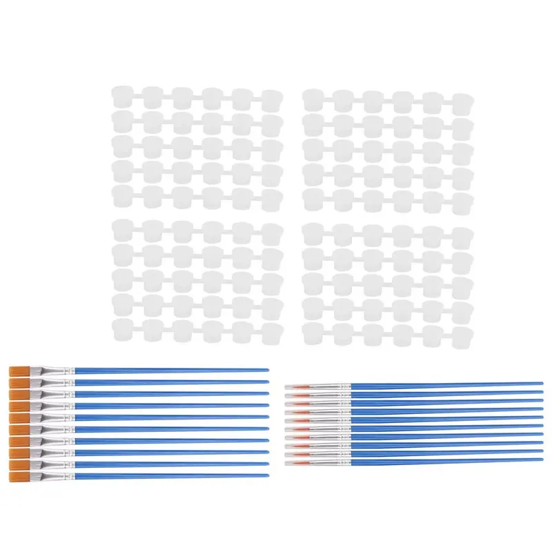 

A28Q-20 полоски, 120 горшков, пустые полоски для краски и 20 кистей для рисования, прозрачные пластиковые контейнеры для хранения краски, 3 мл/0,17 унции