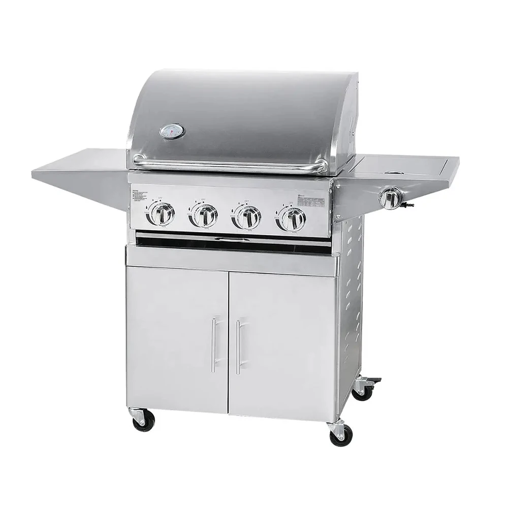 Commercial Luxurious Galvanized Steel Gas Kebab Grill Barbecue 4 Burner Portable Outdoor Parrilla De Gas Griller Enameled