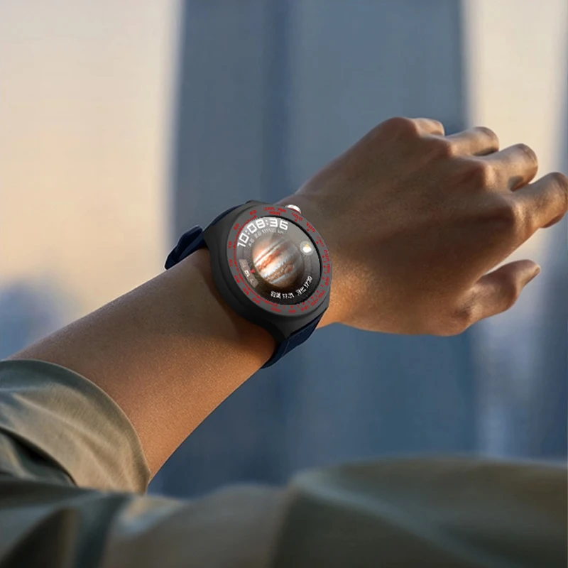 สายนาฬิกาซิลิโคนกรอบวงแหวนแบบนิ่มกรอบป้องกันสำหรับ HUAWEI WATCH 4 Pro บั๊มเปอร์สาย Watch4ริสแบนด์