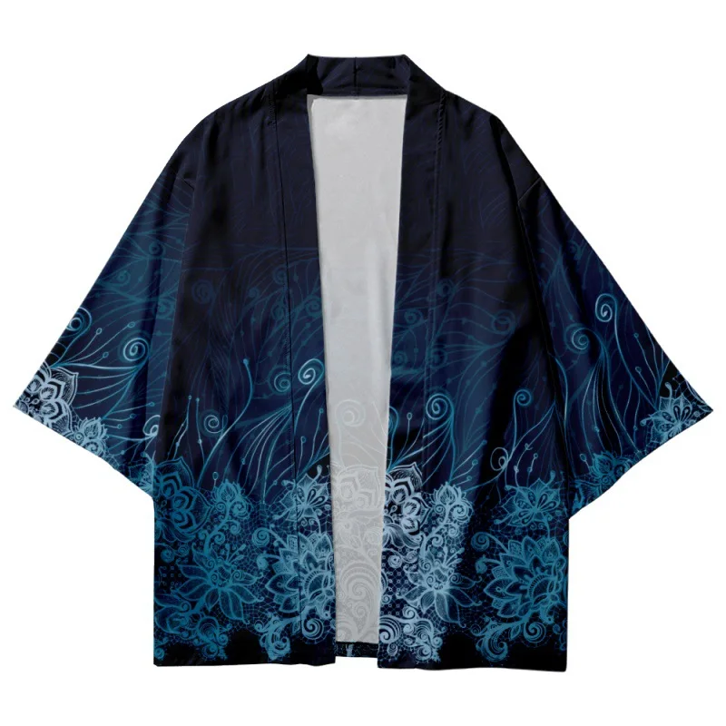 Yukata-cardigã para homens e mulheres, cardigã casual com estampa de flores, cardigã tradicional japonês, quimono oversized, novo design