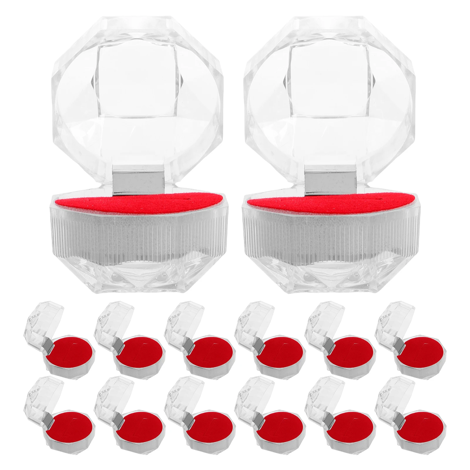 

20Pcs Clear Crystal Ring Jewelry Box Transparent Plastic Storage Case for Engagement Travel Wedding Proposal Keepsake