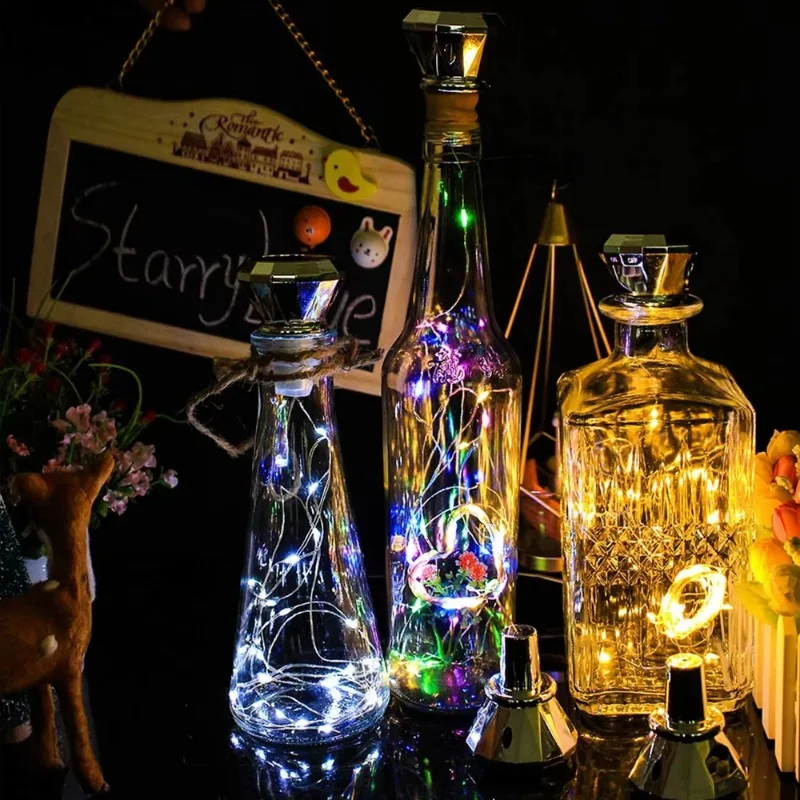 Wine Bottle Light Wine Bottle Lamp Diamond Shape Solar Night Light Starry for Wedding Party Decor Fairy Copper Wire String Light