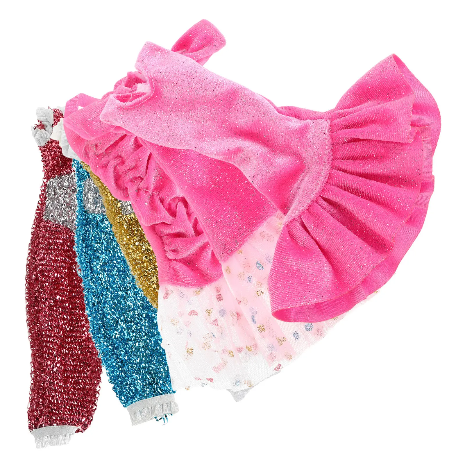 

6Pcs Sequin Glitter Princess Dress Set One Shoulder Long Gown Party Prom Masquerade Formal Summer Clothing Party Gown Dress