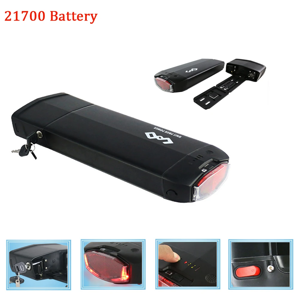 Gepäckträger-Ebike-Batterie 36 V 13 Ah 15 Ah 20 Ah 48 V EU-Lager Li-on 18650 21700-Pack für Elektrofahrrad-Motorkits 350 W 500 W 750 W 1000 W – Detail 4