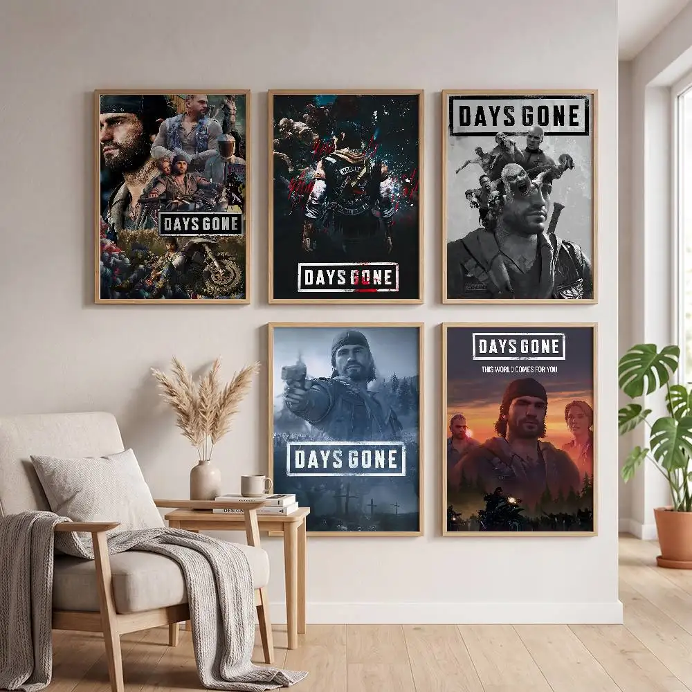 Video Games Days Gone Anime Poster Self-adhesive Art Waterproof Paper Sticker Coffee House Bar Room Wall Decor