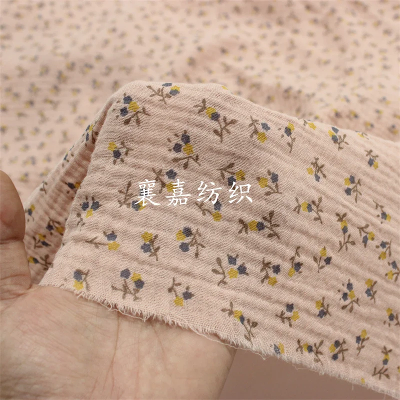 135cmx100cm Soft Double Crepe Small Flower Texture Cotton Fabric Shirt Dress DIY Making Gauze Fabric