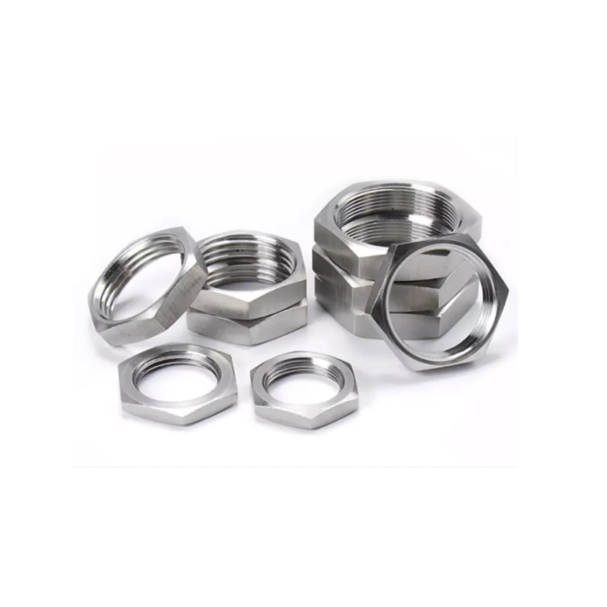 304 Stainless Steel Hexagonal Thin Nut / Water Tank Joint Locking Nut