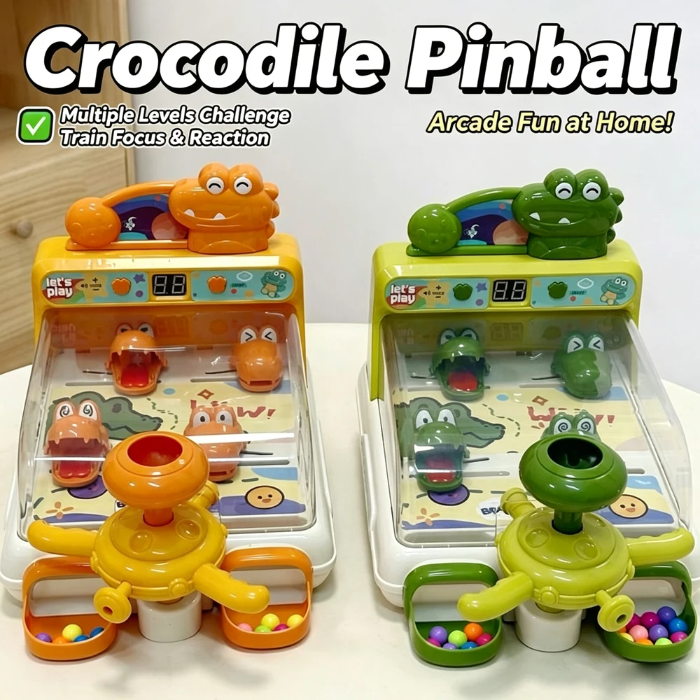 漫画風ワニ型テーブルゲームおもちゃ-ピンボールシューティングマシン-スコアシューティングターゲット-子供用デスクトップゲームおもちゃ-ライトと音楽付き