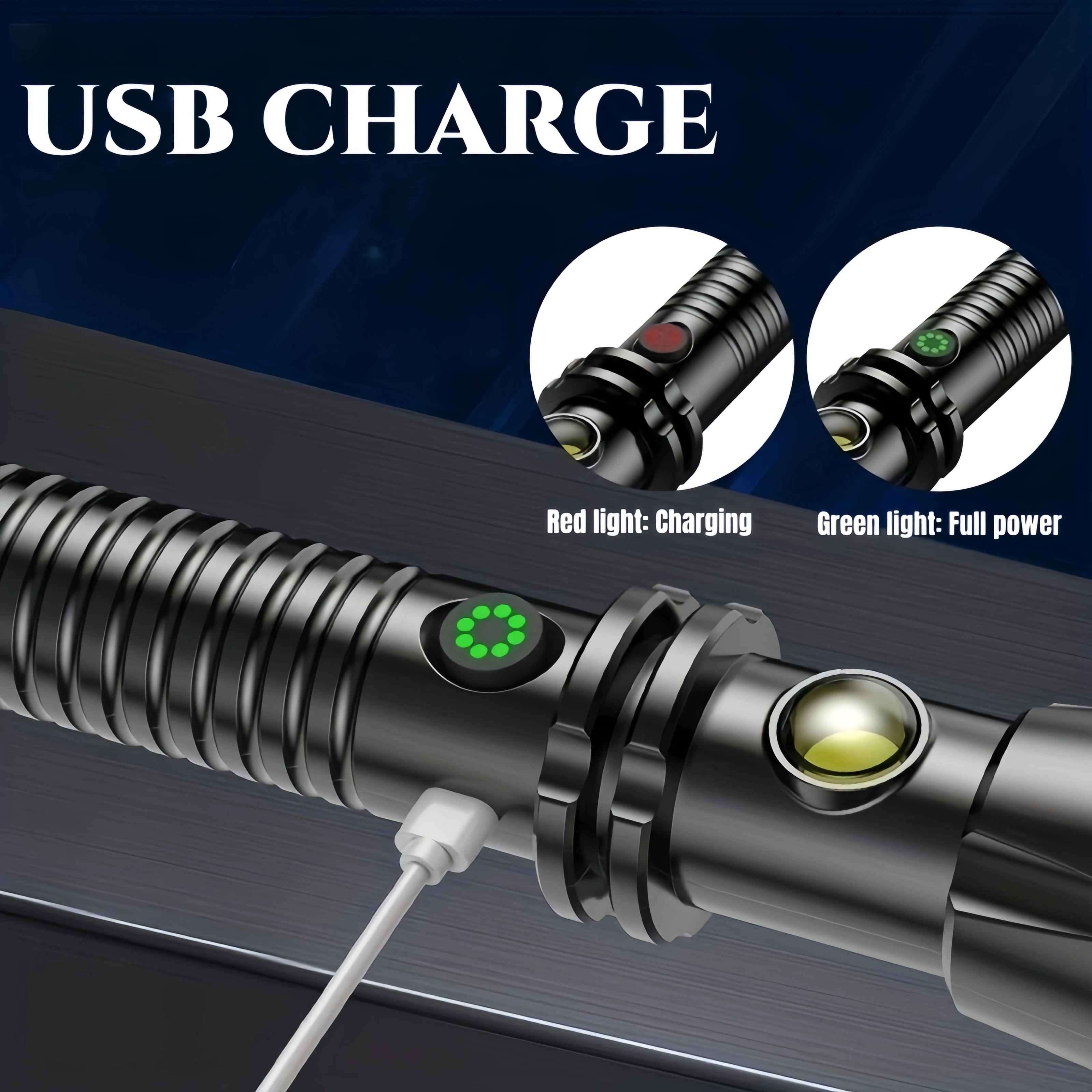 Strong light mace stick ball stick fire safety emergency multi-functional waterproof rechargeable bright flashlight wholesale