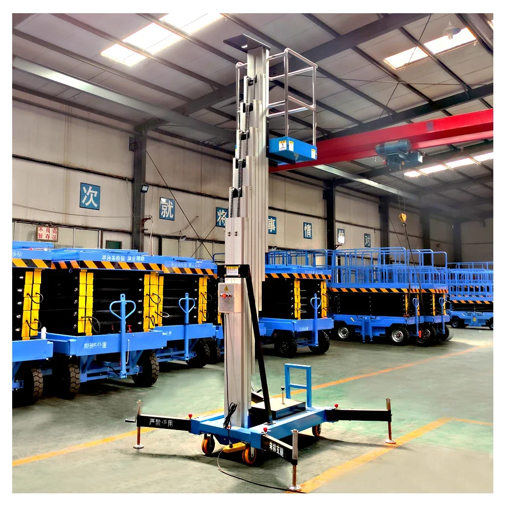 Smooth Lifting Electric Vertical Mast Aluminum Alloy Elevating Platform Man Lift Table Hydraulic Single Mast Lift Platform