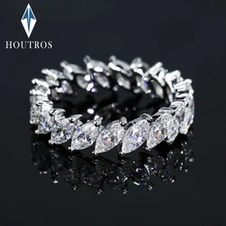 3*6mm Marquise Cut Full Moissanite Rings For Women D Color Diamond Engagement Wedding Band S925 Sterling Silver Jewelry With GRA